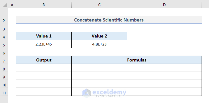 Concatenate Numbers Formatted as Scientific Notations