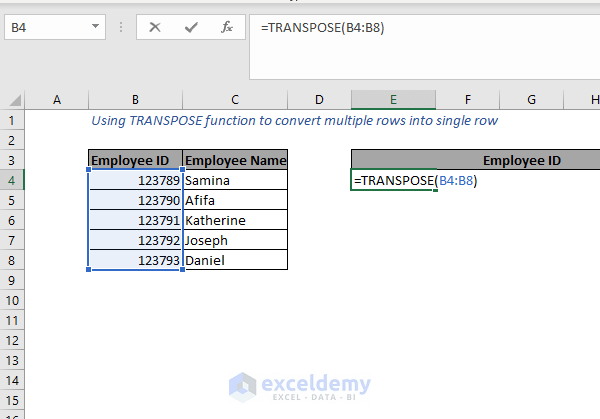 Transpose function