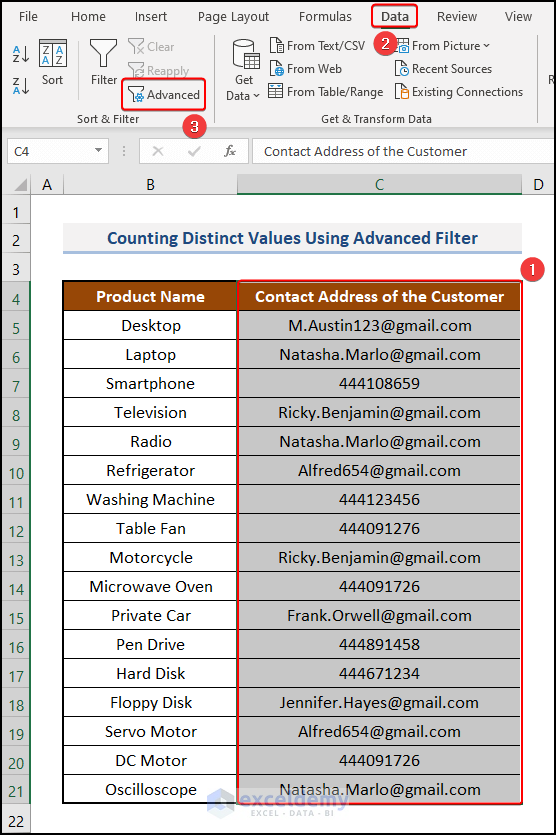 Counting Distinct Values in Excel
