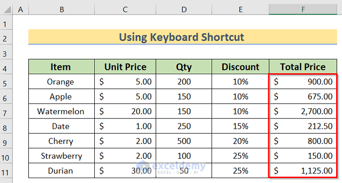 Keyboard Shortcut to Use Excel Autofill Formula