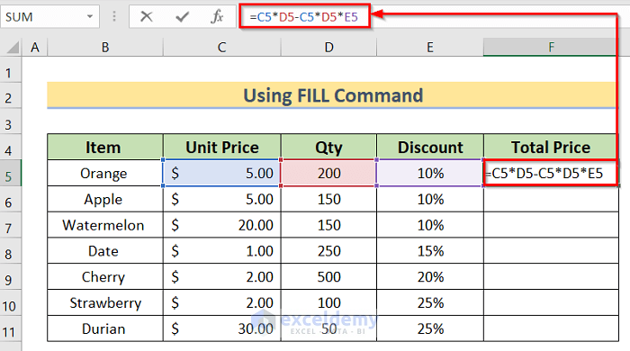 Inseritng Formula to Use Excel Autofill Formula
