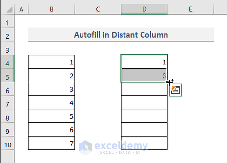 Excel Autofill Not Working in Distant Column in Same Worksheet