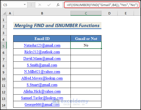 Merge FIND and ISNUMBER Functions to Find Text in Cell