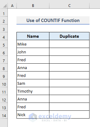 Use COUNTIF Function to Find Duplicates Along with 1st Occurrence