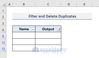 Filter and Delete Duplicates in One Column in Excel