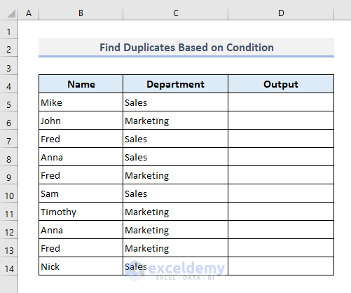 Excel Formula to Find Duplicates in One Column Based on Condition