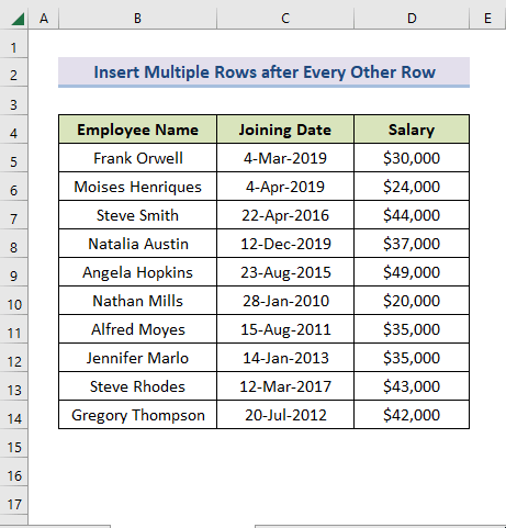 How to Insert Multiple Rows After Every Other Row in Excel