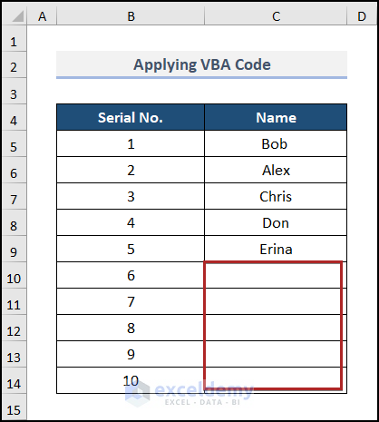 Applying VBA Code