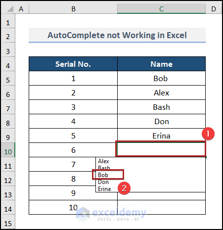 predictive autofill not working in excel