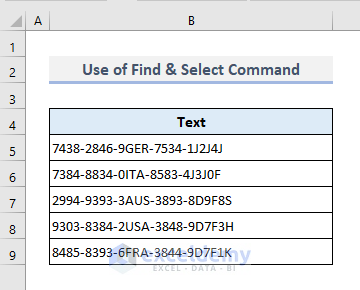 Use of Find & Select Command to Search for Text in Any Range