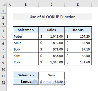 VLOOKUP Function to Look for Text in Range