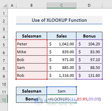 XLOOKUP Function to Look for Text in Range