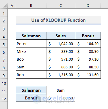 XLOOKUP Function to Look for Text in Range