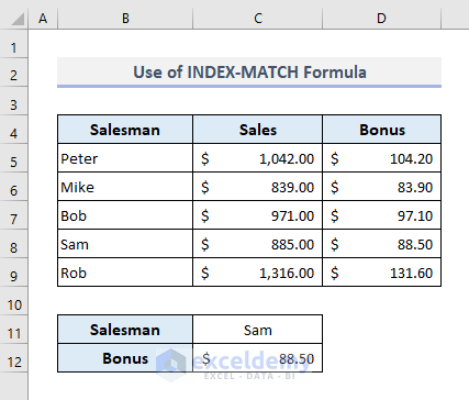 Apply INDEX-MATCH Formula to Find Text in Range in Excel