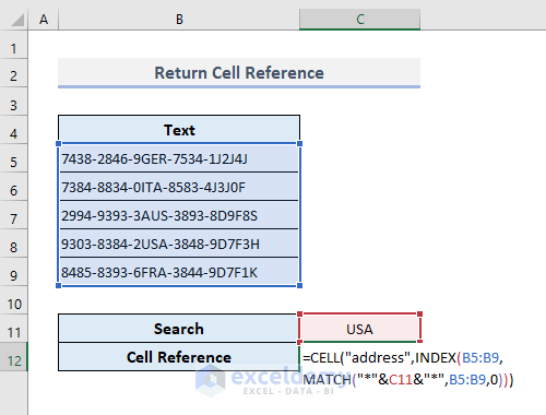 Search for Text in Range and Return the Cell Reference