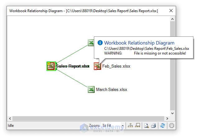 Apply the Workbook Relationship Diagram to Find Broken Links in Excel