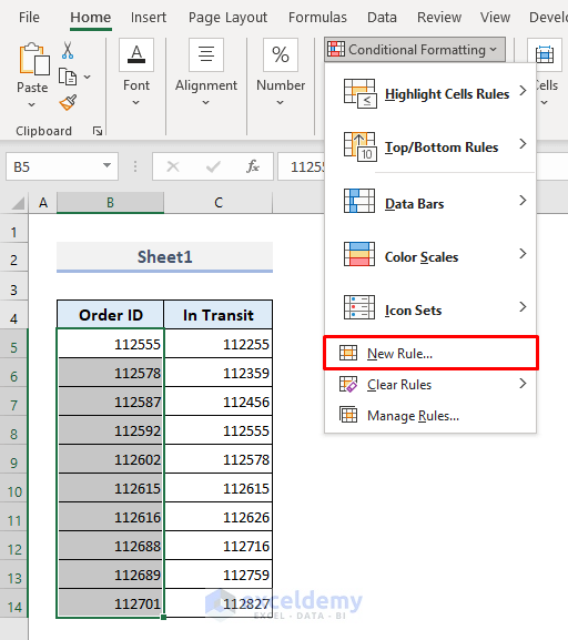 Use COUNTIF Function to Highlight Matches across Excel Worksheets