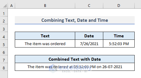 Combine Text with Both Date and Time in Excel