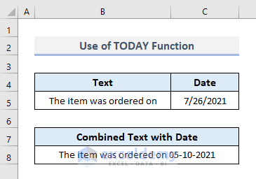 Use of TODAY Function to Combine Text with Current Date