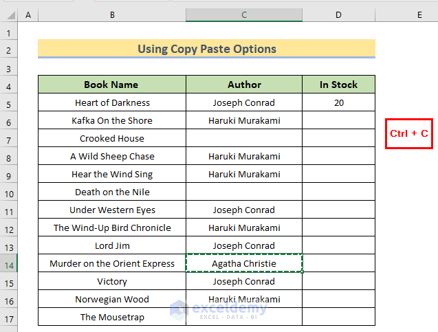 Copy Same Value Using Copy Paste Options in Excel