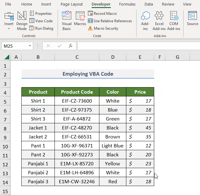 Employing VBA Code to insert column with heading in Excel