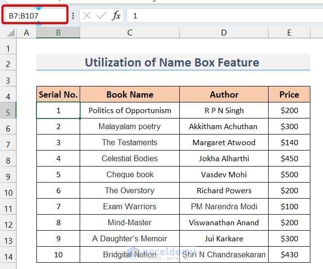 Utilizing Name Box Feature
