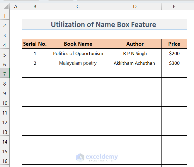 Utilizing Name Box Feature to Insert Multiple Rows in Excel