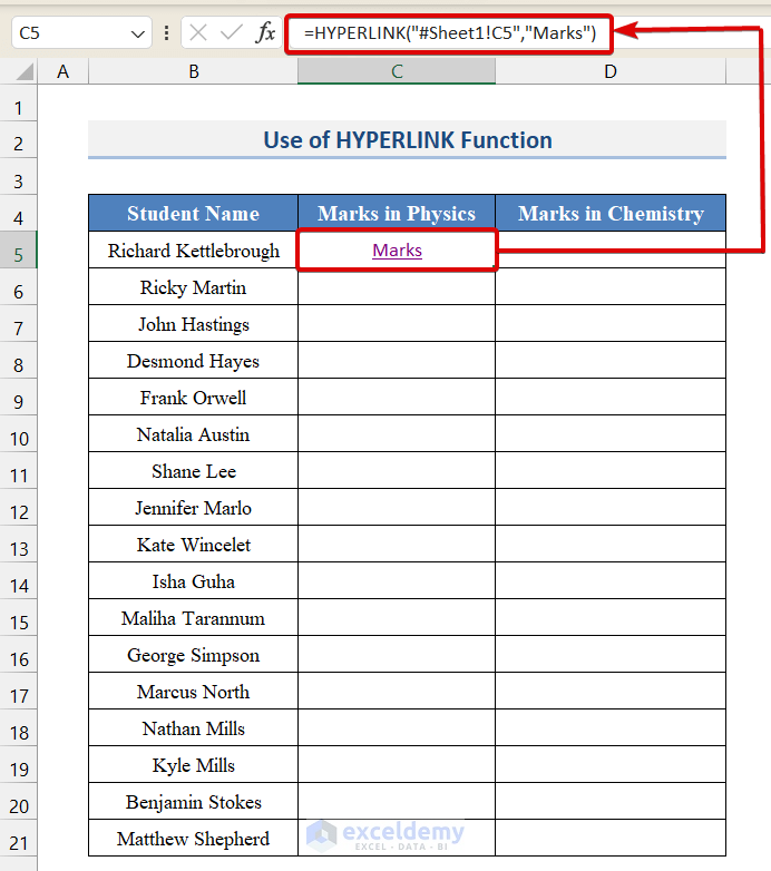 Linking Table by Creating Hyperlink