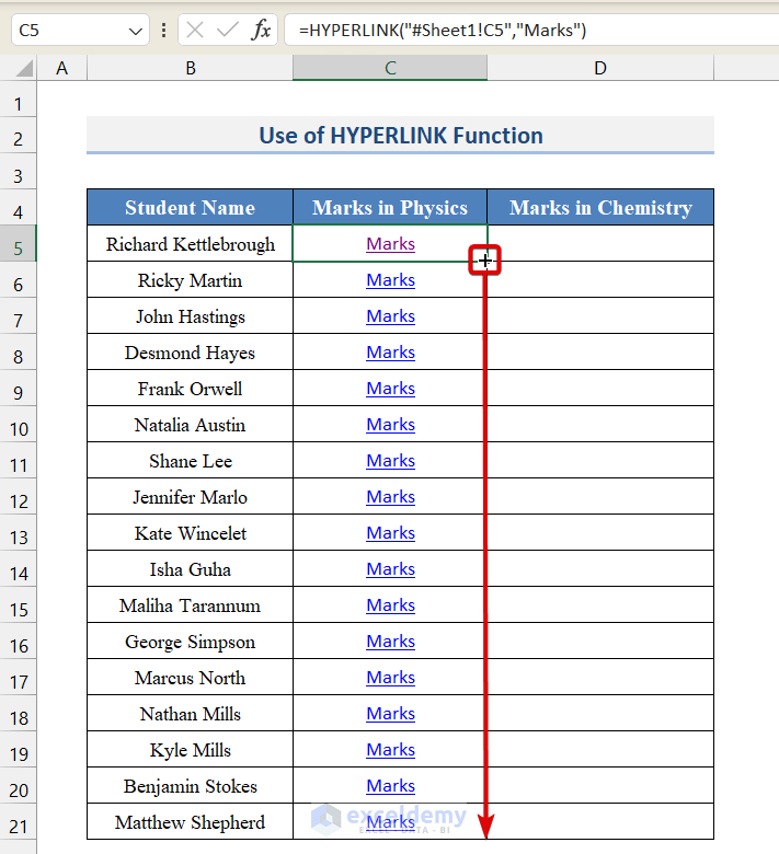 Linking Table by Creating Hyperlink
