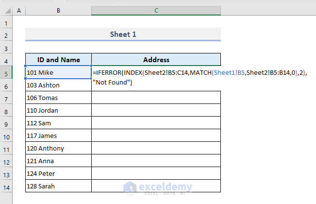 Apply INDEX-MATCH Formula to Match Data and Return Values after Comparing 2 Worksheets