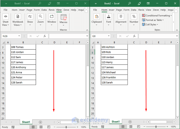 Compare and Match Data from 2 Worksheets by Viewing Side-by-Side in Different Workbooks