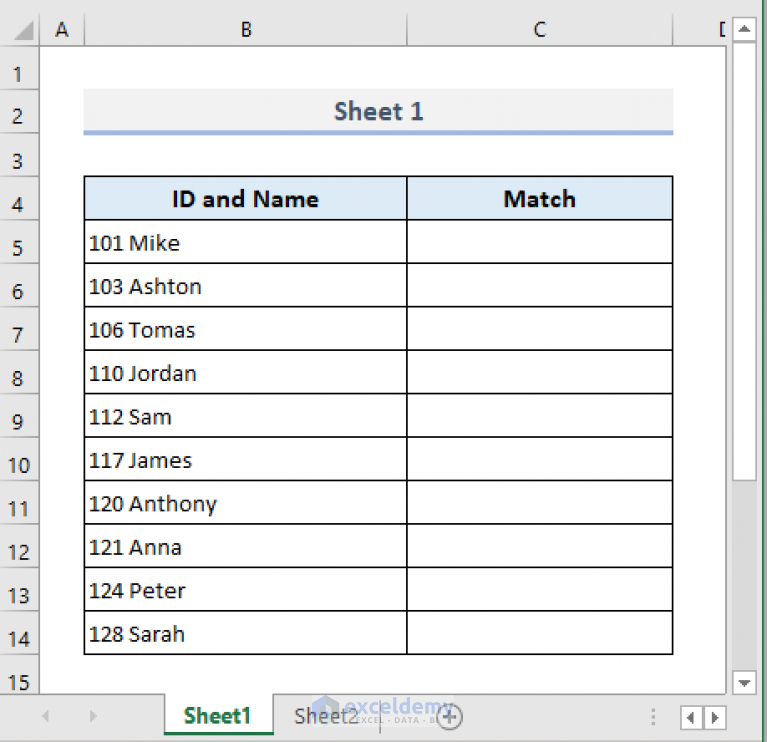 How to Match Data in Excel from 2 Worksheets - ExcelDemy