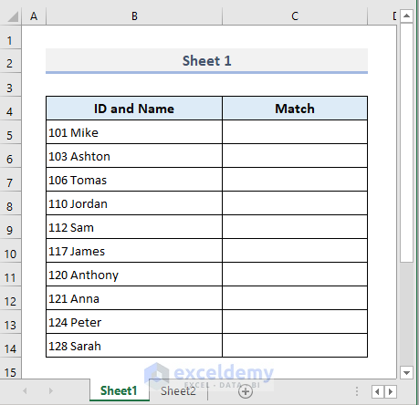 Match Data Side-by-Side from 2 Worksheets in Same Workbook and Return Outputs in Excel