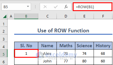 ROW how to number rows in excel