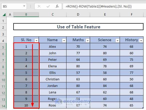 Table how to number rows in excel