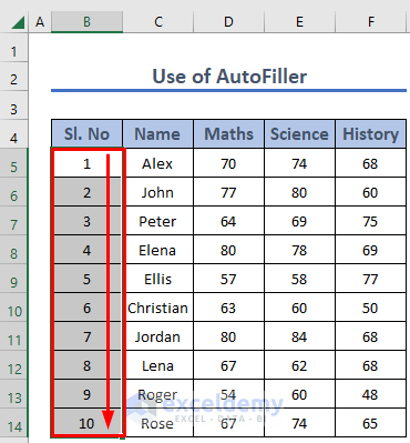 AutoFiller how to number rows in excel