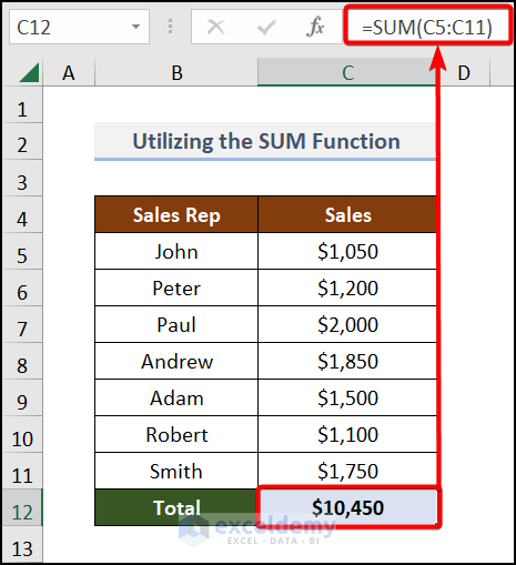 How to Sum a Column in Excel (10 Easy Methods) - ExcelDemy