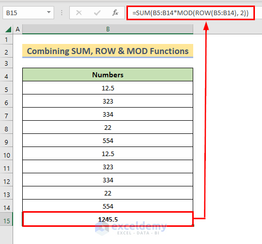 Combine SUM, ROW & MOD Functions to Sum Every K-th Row