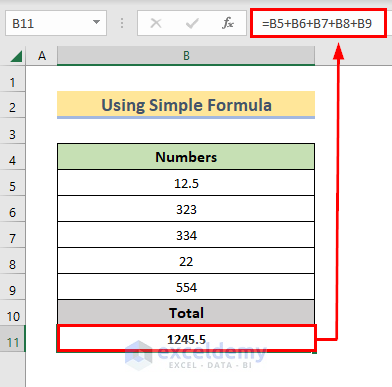 Use Simple Formula to Sum Rows