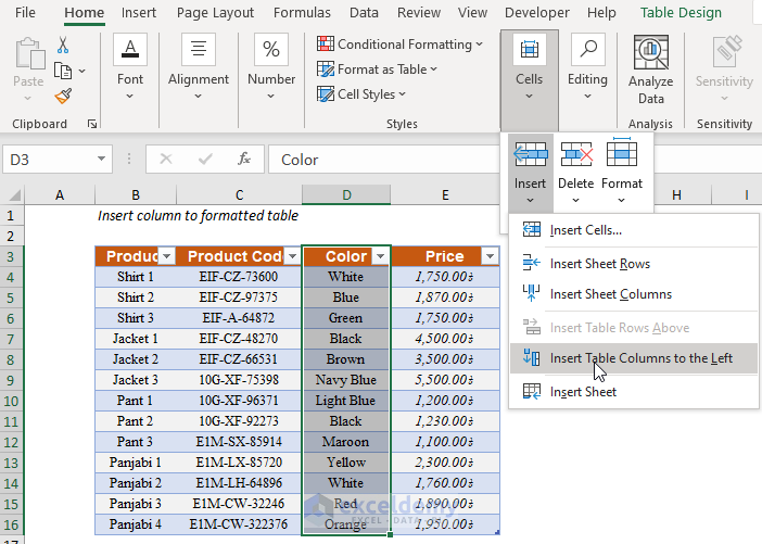 insert new column in Excel in power query