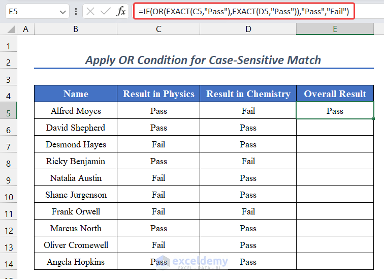 Apply OR Condition with IF Function for Case-Sensitive Match