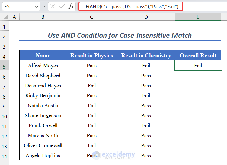 Use AND Condition with IF Function for Case-Insensitive Match