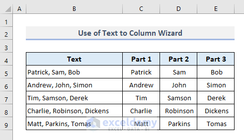 Opposite of Concatenate: Use of Text to Column Wizard in Excel