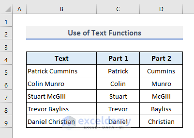 Opposite of Concatenate: Use of Text Functions to Split into Multiple Cells