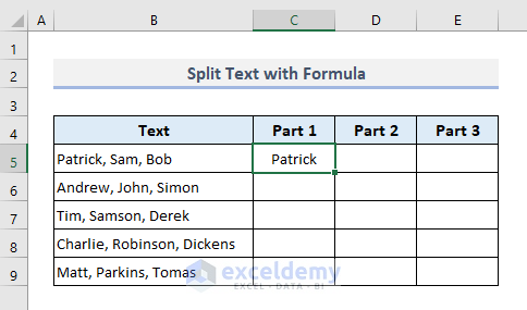 Opposite of Concatenate: Split into Multiple Cells with Formula