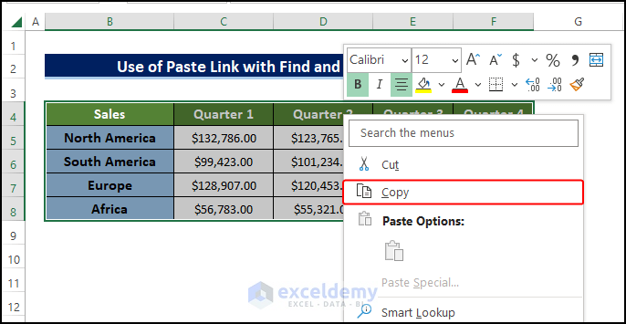 Apply Paste Link Command with Find and Replace Feature to transpose data in excel