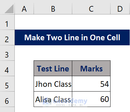 Data Set make two lines in one cell in Excel