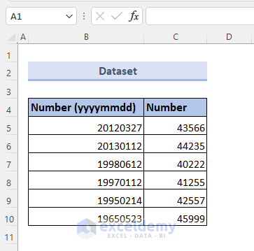 4 Methods in Excel to Convert Number (YYYYMMDD) to Date Format