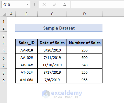 Excel lookup value in column and return value of another column: Sample dataset