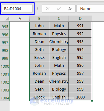 copy and paste thousands of rows in excel from address bar